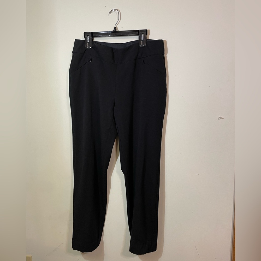 Investments Women’s black stretch dress pants size 12R pullon w/front zippockets